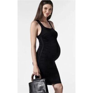 BLANQI Everyday Maternity Sleeveless Dress in Black Stretch Minimalist Corporate